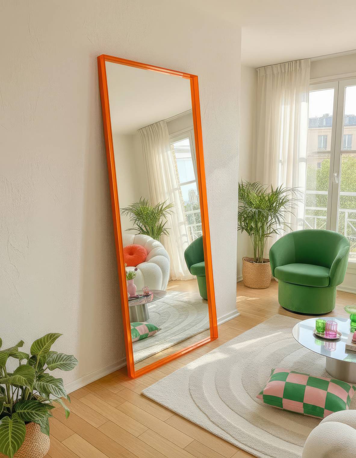 Mirror with acrylic edge - Vibrant Orange inspiration 3