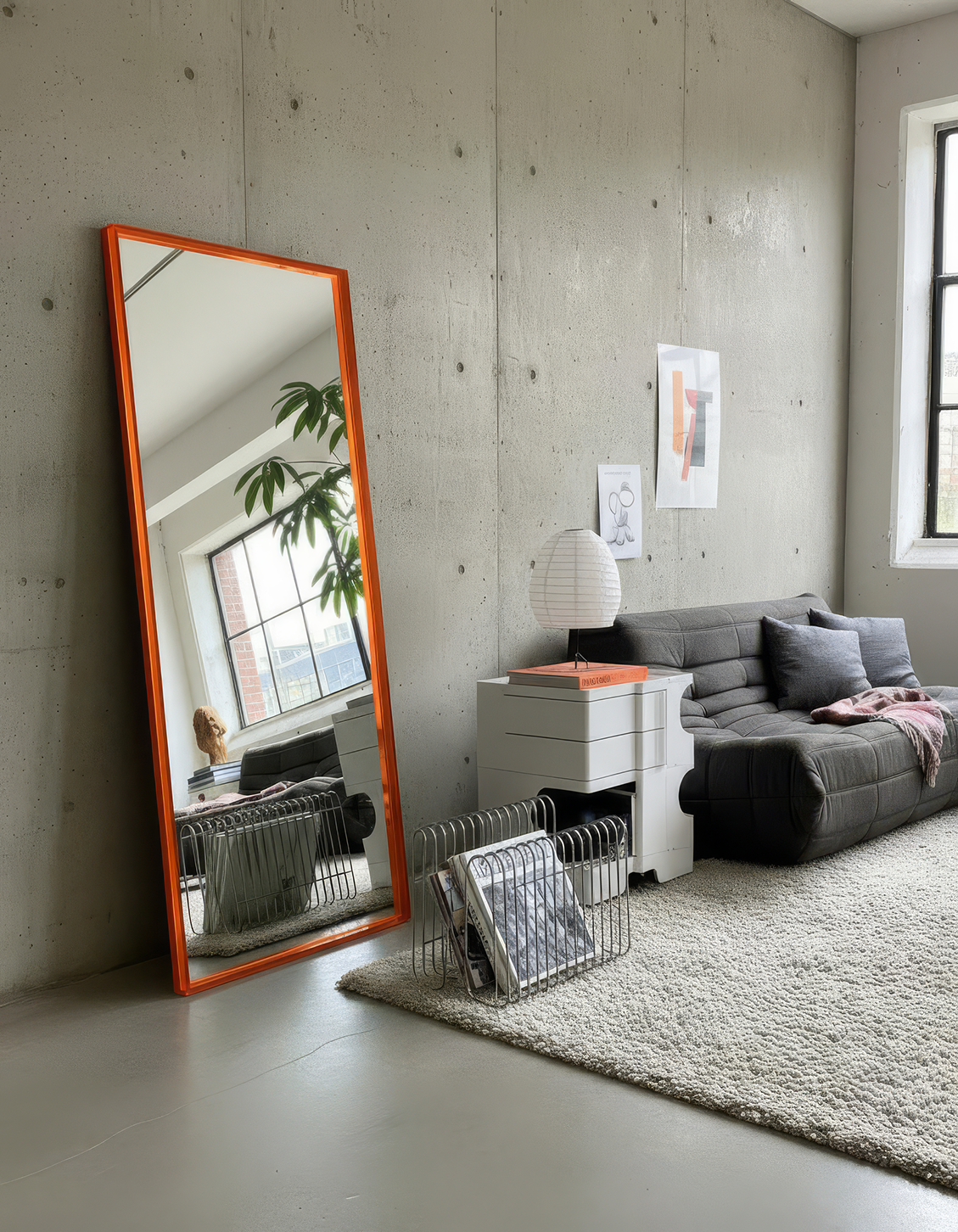 Mirror with acrylic edge - Vibrant Orange inspiration 1